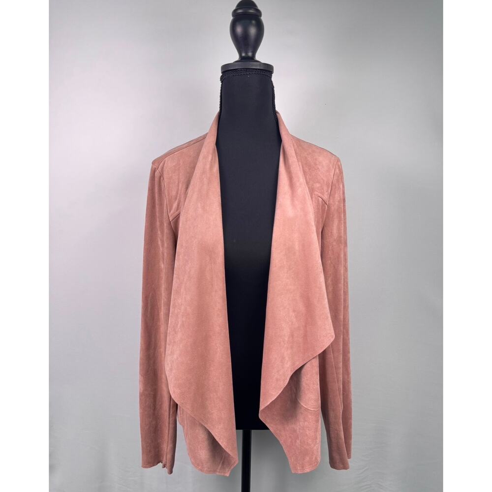 Kut from the Kloth Pink Faux Suede Drape Front Waterfall Jacket Size Medium - Picture 2 of 10